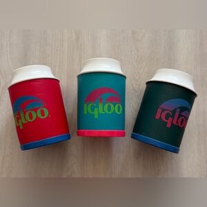 3 Retro 80s Vintage IGLOO Can Cooler Koozie Beer Beverage Holder Coozie USA